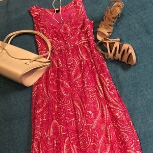 Talbots Pink and Cream Colored Print Maxi Sz 6
